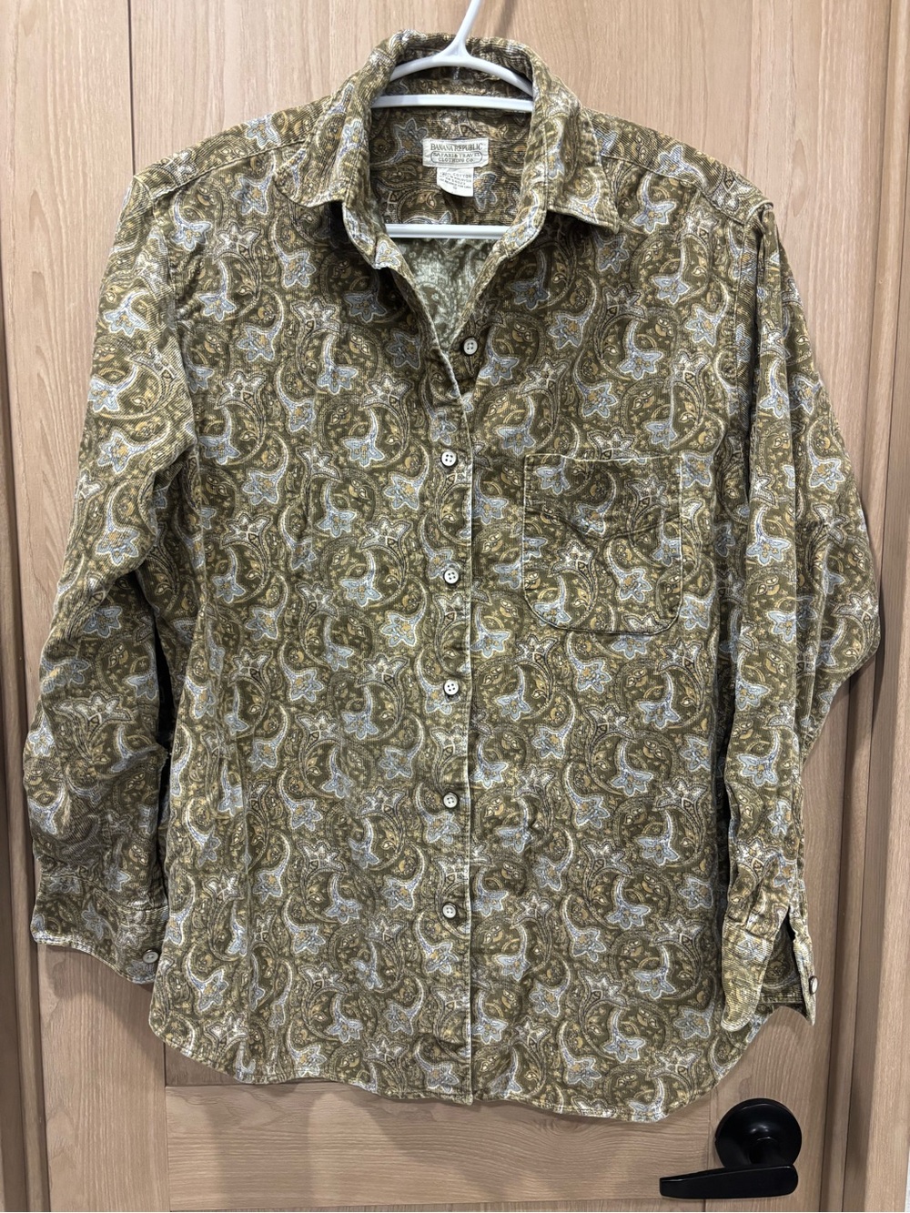 Banana Republic Safari Corduroy Womens Top Size S Vintage Floral Button Up